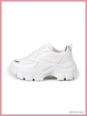 Women's Chunky Platform Sneakers Lace-Up Fashion Walking Sport Shoes PU Phylon